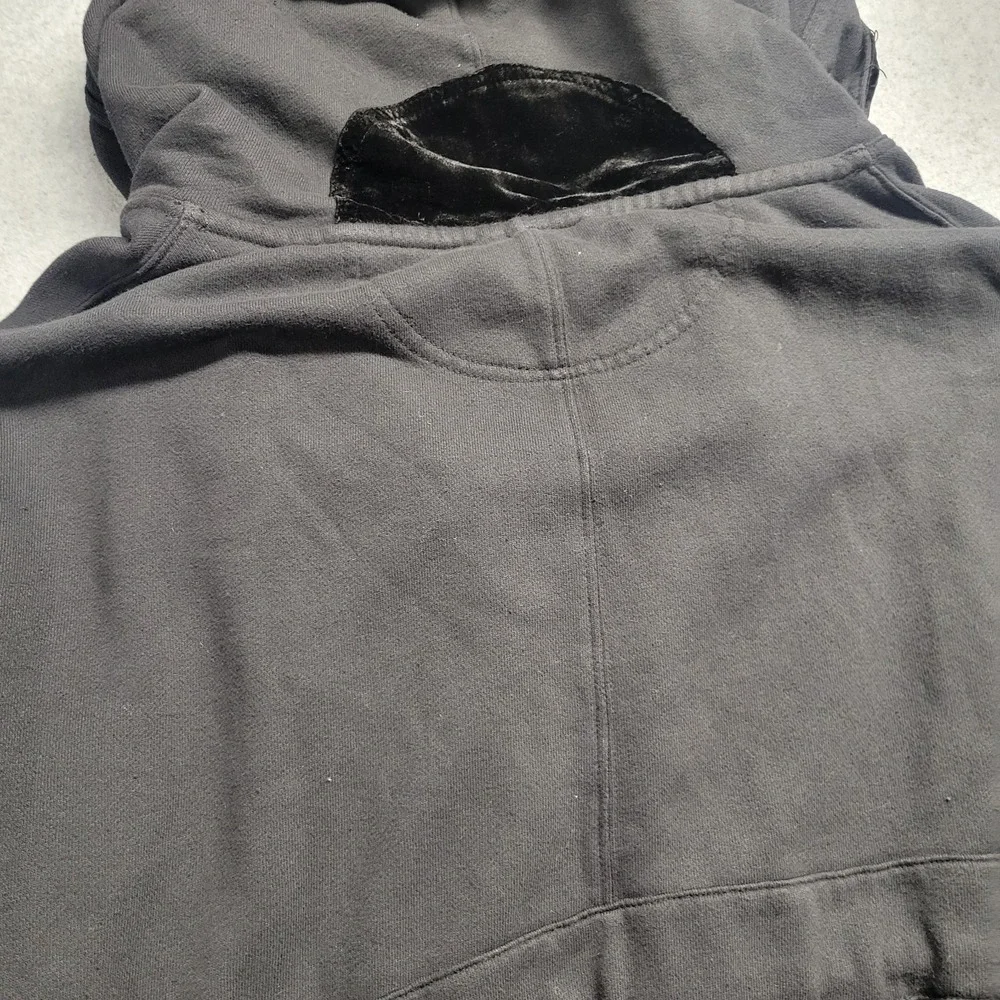 Free People Black Velvet Trim Hooded Cardigan Drawstring Waist Jacket Small‎